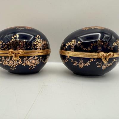 Limoges Porcelain Compact Hand Mirror & Egg Trinket