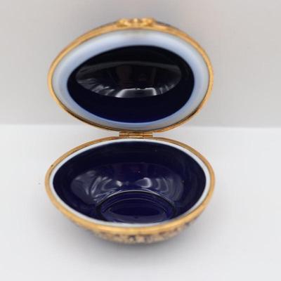 Limoges Porcelain Compact Hand Mirror & Egg Trinket
