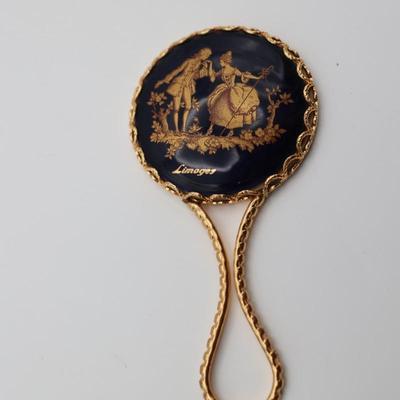 Limoges Porcelain Compact Hand Mirror & Egg Trinket