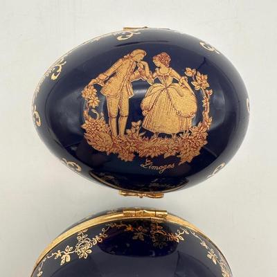 Limoges Porcelain Compact Hand Mirror & Egg Trinket