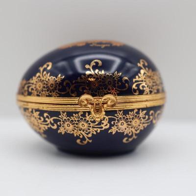 Limoges Porcelain Compact Hand Mirror & Egg Trinket