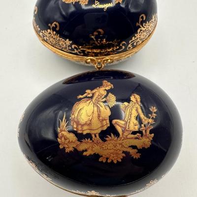 Limoges Porcelain Compact Hand Mirror & Egg Trinket