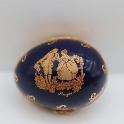 Limoges Porcelain Compact Hand Mirror & Egg Trinket