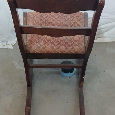 Antique Wooden Rocking Chair with Carved Backrest
