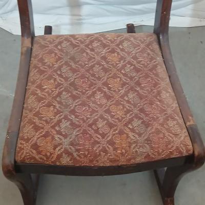 Antique Wooden Rocking Chair with Carved Backrest