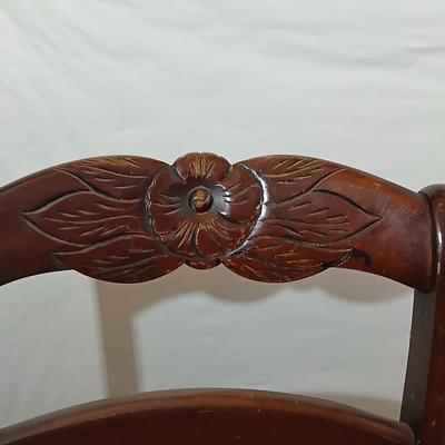 Antique Wooden Rocking Chair with Carved Backrest