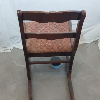 Antique Wooden Rocking Chair with Carved Backrest