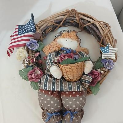 Patriotic Americana Décor Lot – Whirl gig Hot Air Balloon, Wreath, Signs