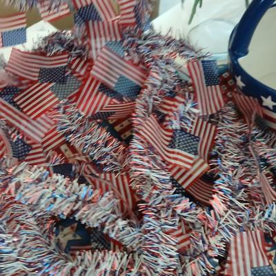 Large Patriotic Americana Décor Lot – Bunting, Garland, Flags & More