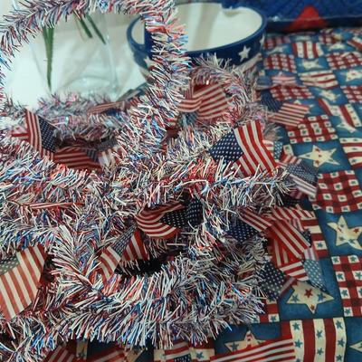 Large Patriotic Americana Décor Lot – Bunting, Garland, Flags & More