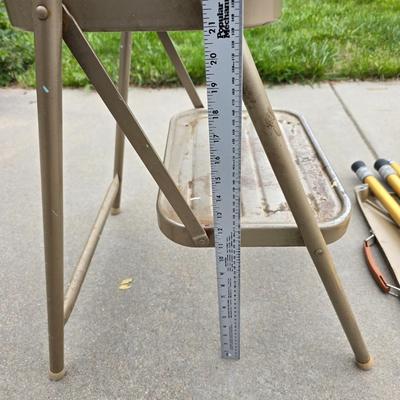 Vintage Cosco Step Stool Chair & Vintage Welt Safe-Lock Metal Professional Project-O-Stand Projector Table/Stand