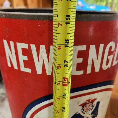 Vintage New England Patriots Metal Waste Trash Can
