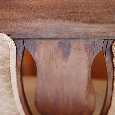 Victorian Carved Walnut Settee With Open Arms & Chair Set