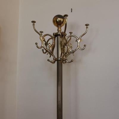 Italian-Inspired Contemporary Brass Coat Rack & Brass Hangers