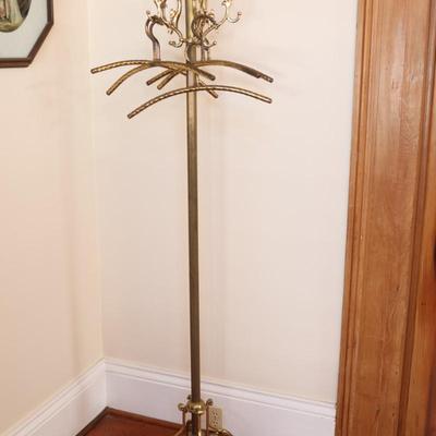 Italian-Inspired Contemporary Brass Coat Rack & Brass Hangers