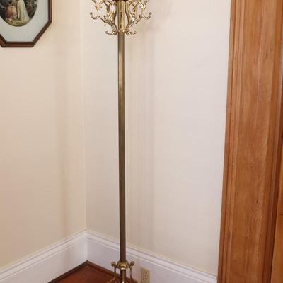 Italian-Inspired Contemporary Brass Coat Rack & Brass Hangers