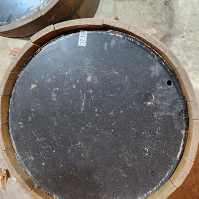 3 Wooden 1/2 Barrels 2 on Casters with Lid Seats 1 Planter