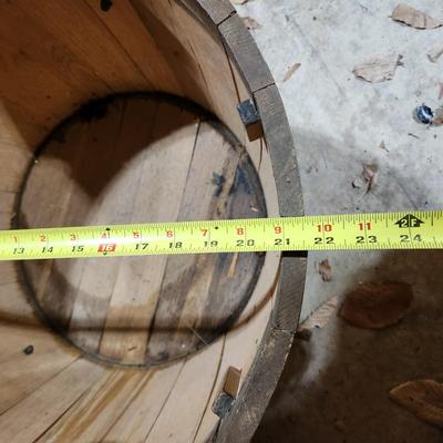 3 Wooden 1/2 Barrels 2 on Casters with Lid Seats 1 Planter