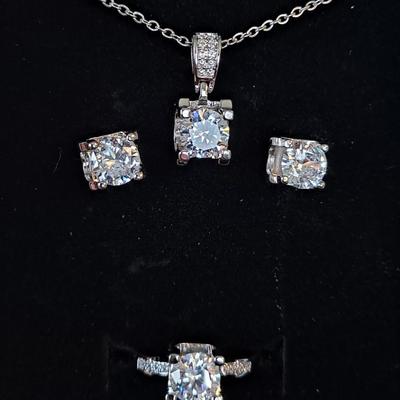 Moissanite Earrings and Necklace set