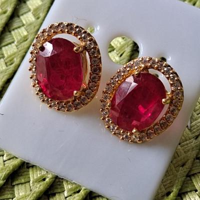 Lab grown Ruby earrings