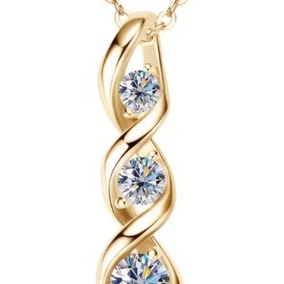Moissanite and Gold Overlay Sterling Silver 925