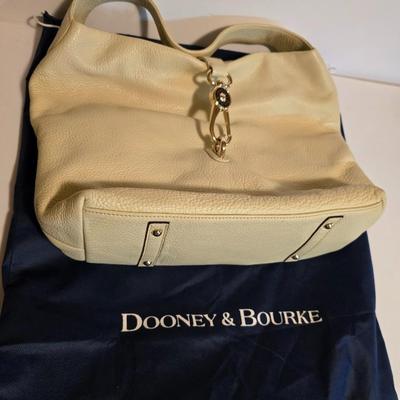 Dooney & Bourke Cream Pebbled Leather Hobo Shoulder Bag with Dust Cover