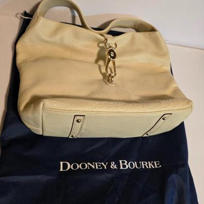 Dooney & Bourke Cream Pebbled Leather Hobo Shoulder Bag with Dust Cover