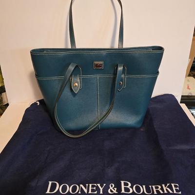 Dooney & Bourke Blue Leather Tote Bag with Dust Cover