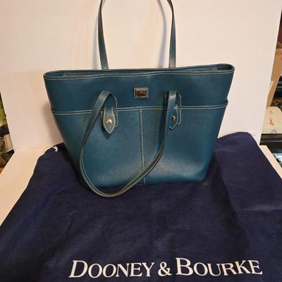 Dooney & Bourke Blue Leather Tote Bag with Dust Cover