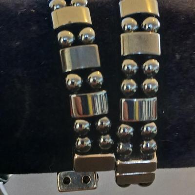 Lot of 3 Magnetic Hematite-Style Stretch Bracelets – Natural Stone Accents