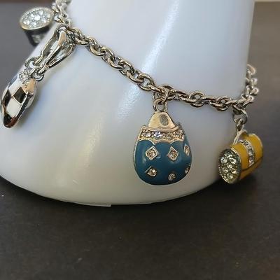 Lot of 2 Charm Bracelets – Handbag & Purse Theme – Enamel & Silver-Tone