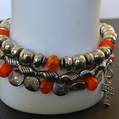 2 Charm Bracelets – Angel, Heart & Faith Motifs – Beaded & Chain Styles