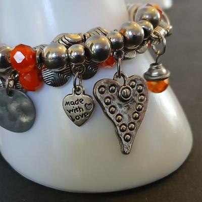 2 Charm Bracelets – Angel, Heart & Faith Motifs – Beaded & Chain Styles