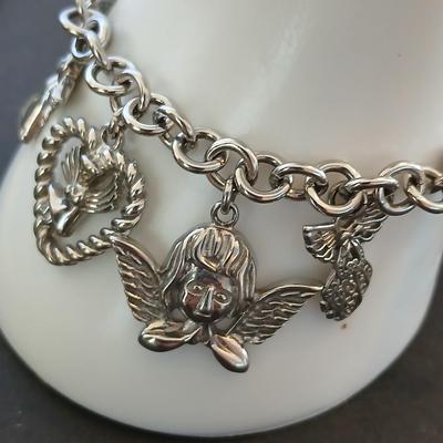 2 Charm Bracelets – Angel, Heart & Faith Motifs – Beaded & Chain Styles