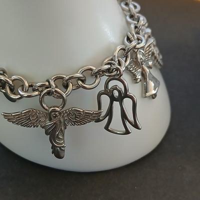 2 Charm Bracelets – Angel, Heart & Faith Motifs – Beaded & Chain Styles