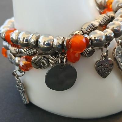 2 Charm Bracelets – Angel, Heart & Faith Motifs – Beaded & Chain Styles