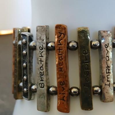 2 Affirmation Stretch Bracelets – Mixed Metal Inspirational Jewelry
