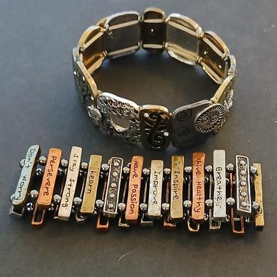 2 Affirmation Stretch Bracelets – Mixed Metal Inspirational Jewelry