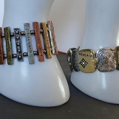 2 Affirmation Stretch Bracelets – Mixed Metal Inspirational Jewelry