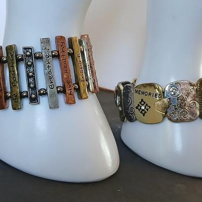2 Affirmation Stretch Bracelets – Mixed Metal Inspirational Jewelry