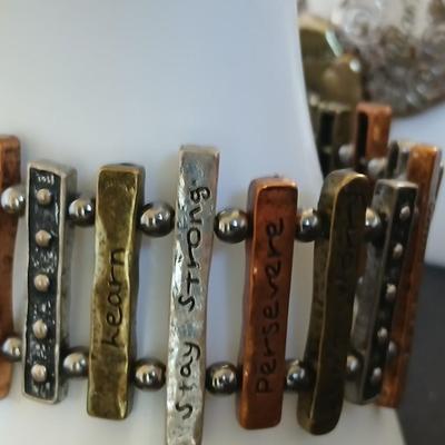 2 Affirmation Stretch Bracelets – Mixed Metal Inspirational Jewelry