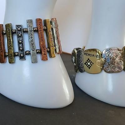 2 Affirmation Stretch Bracelets – Mixed Metal Inspirational Jewelry