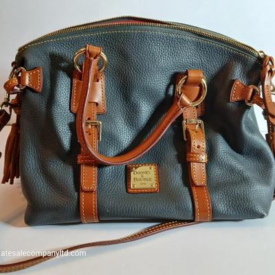 Dooney & Bourke Pebbled Leather Satchel – Green with Tan Trim & Tassels