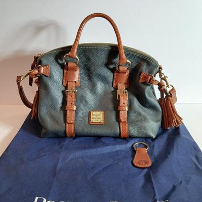 Dooney & Bourke Pebbled Leather Satchel – Green with Tan Trim & Tassels