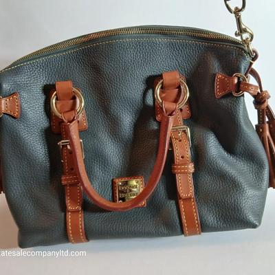 Dooney & Bourke Pebbled Leather Satchel – Green with Tan Trim & Tassels