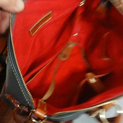 Dooney & Bourke Pebbled Leather Satchel – Green with Tan Trim & Tassels