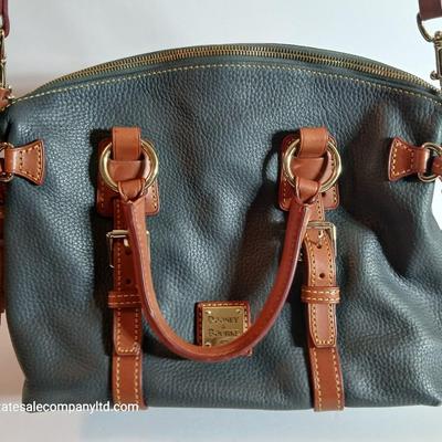 Dooney & Bourke Pebbled Leather Satchel – Green with Tan Trim & Tassels