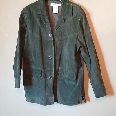 Jessica Holbrook Forest Green Leather Jacket – Size Medium