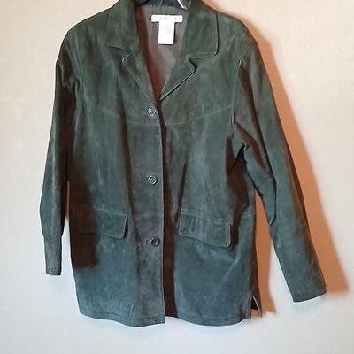 Jessica Holbrook Forest Green Leather Jacket – Size Medium
