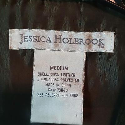 Jessica Holbrook Forest Green Leather Jacket – Size Medium